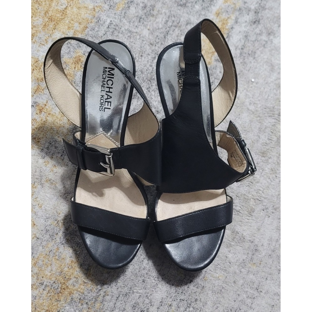 Michael Kors‎ Women's Black Josephine Leather Platform Sandals Size 7M